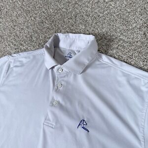 Rhoback Polo Shirt Mens Large White Short Sleeve Golf Performance